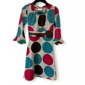 Rare Too Girl's Size 5 Multicolor Polka Dot Knee Length Party Dress